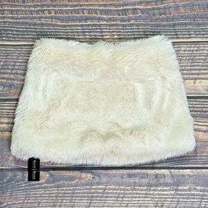 White House Black Market Faux Fur White‎ Neck Warmer Lined Snood Collar NWT